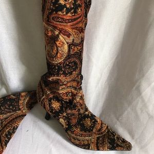 Vintage tapestry suede boots